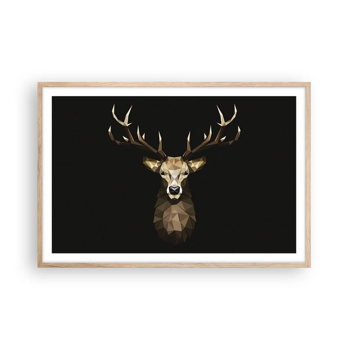 Poster in cornice rovere chiaro - Cervo cubista - 91x61 cm