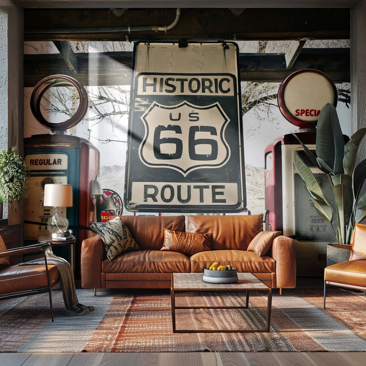 Fotomurali Standard Eco - Viaggio retro americano - Vintage ▾, Itinerario 66, Itinerario 66 - 200x140 cm