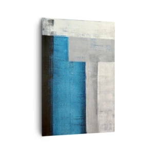 Quadro su tela - Stampe su Tela - Una composizione astratta con sfumature di blu, grigio e bianco. - 70x100cm - Composizione poetica in grigio e blu - Decorazione murale moderna per soggiorno e camera da letto ARTTOR