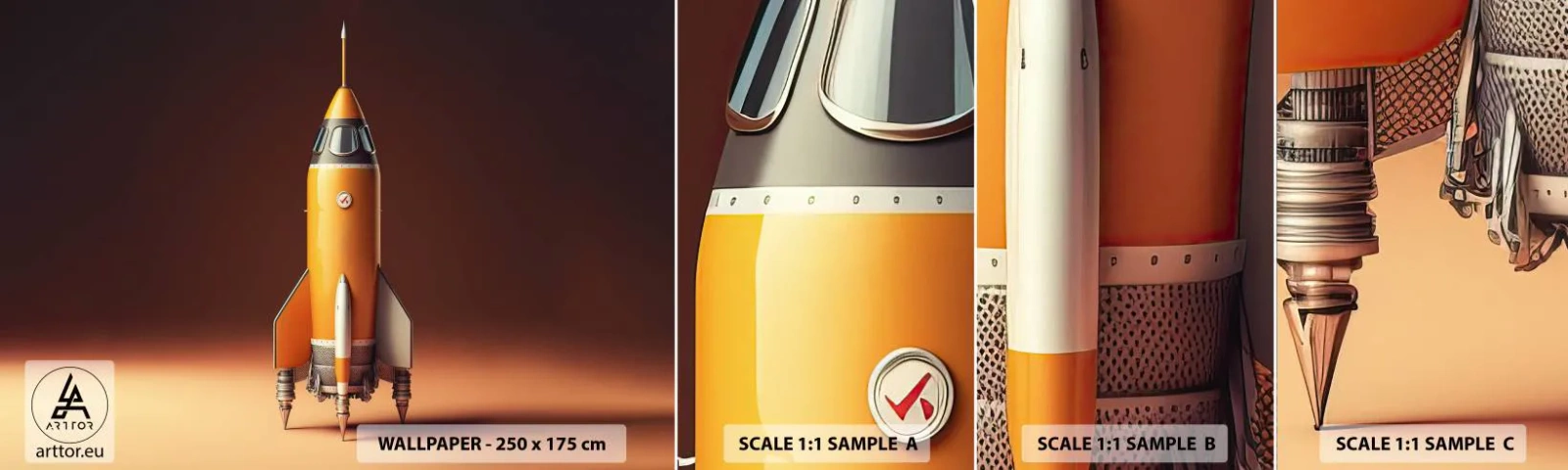 Campione di Fotomurale Adesivo Deluxe Sticker - Si inizia dai sogni - Un razzo spaziale, Matita, Scienza - 100x30 cm