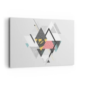 Quadro su tela - Stampe su Tela - Motivi geometrici su sfondo chiaro - 120x80cm - Variazione con triangoli e rombi - Decorazione murale moderna per soggiorno e camera da letto ARTTOR