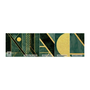 Campione di Fotomurale Premium Canvas - Dinamica di oro e azzurro - Astrazione, Pezzo, Motivo geometrico - 100x30 cm