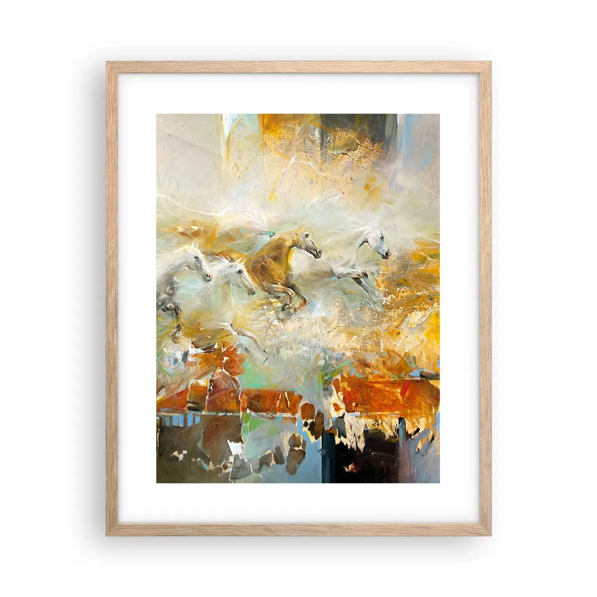 Poster in cornice rovere chiaro - Al galoppo attraverso la luce - 40x50 cm