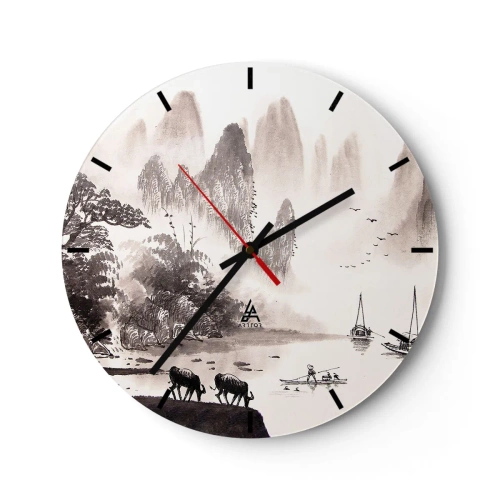 Orologio da parete - Orologio in Vetro - L'esotica quotidianità dell'Oriente - 40x40 cm