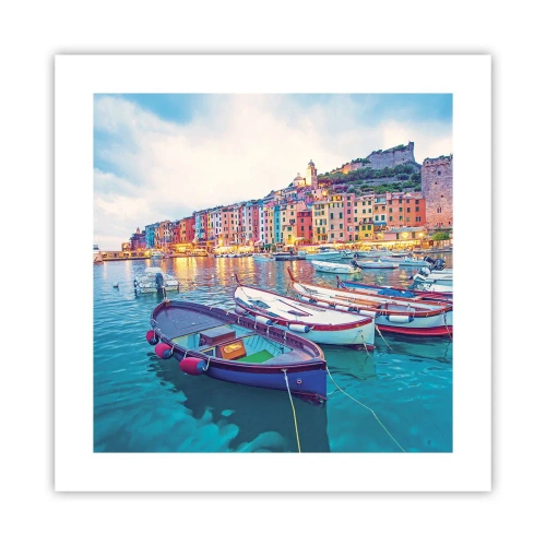 Poster - Sera colorata nel porto - 40x40 cm