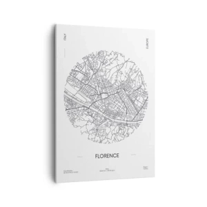 Quadro su tela - Stampe su Tela - Una mappa di Firenze in stile minimalista in bianco e nero - 50x70cm - Anatomia di Firenze - Decorazione murale moderna per soggiorno e camera da letto ARTTOR