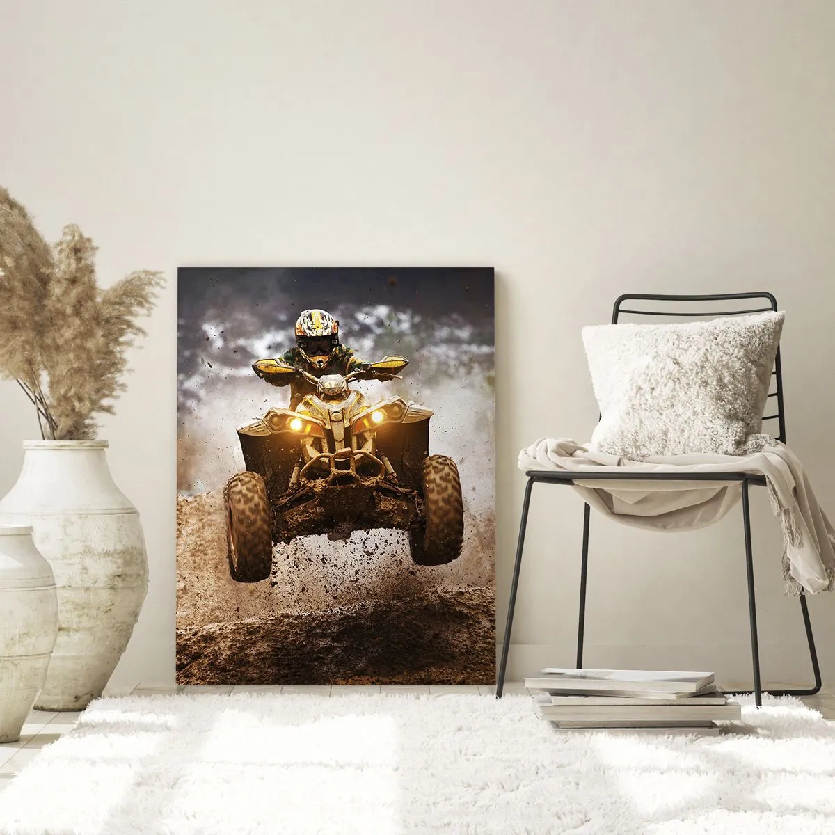 Quadro su vetro - Quad estremo su terreni fangosi - 80x120cm - No risk no fun - Decorazione murale moderna per soggiorno e camera da letto ARTTOR