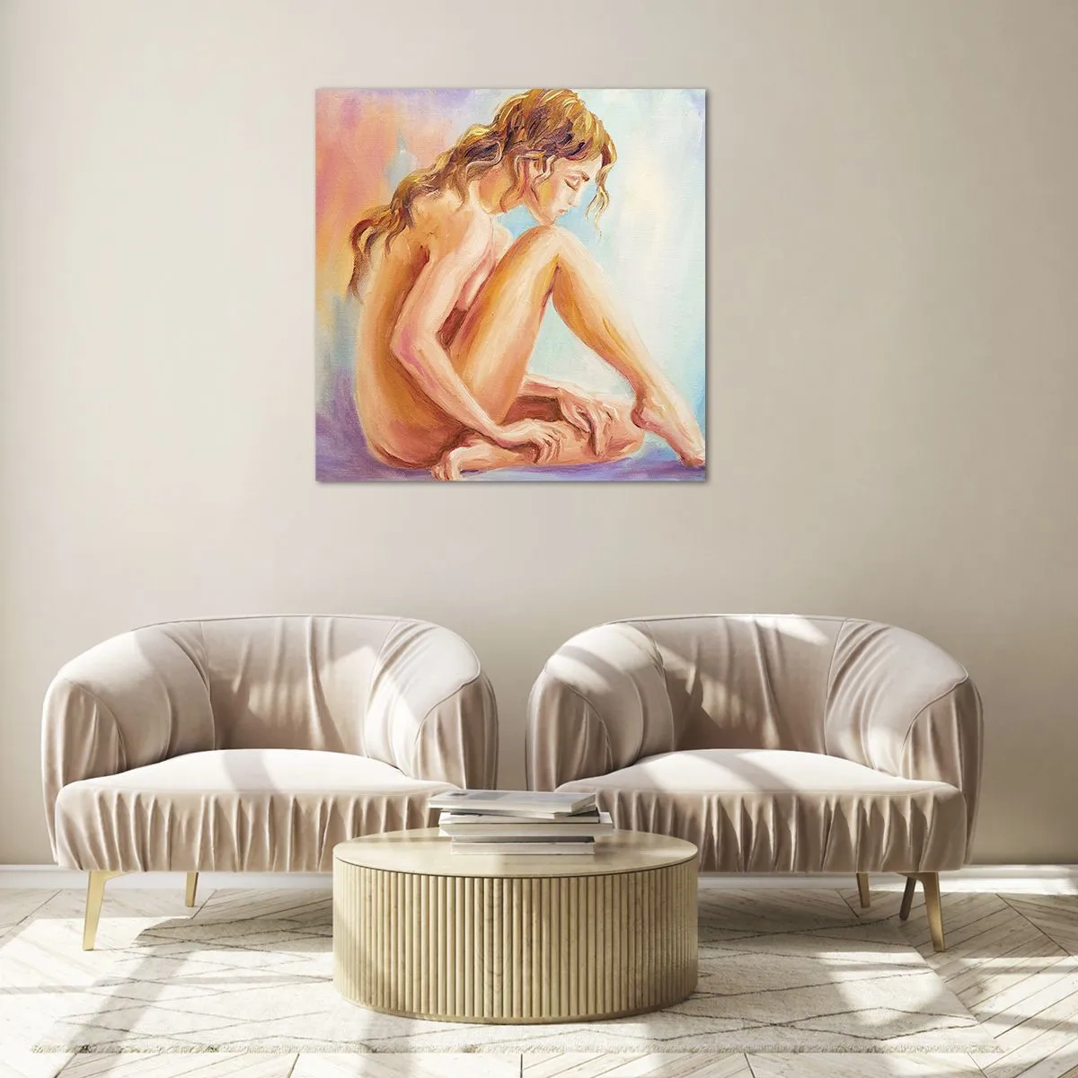Quadro su vetro - Nudo di giovane - 30x30 cm