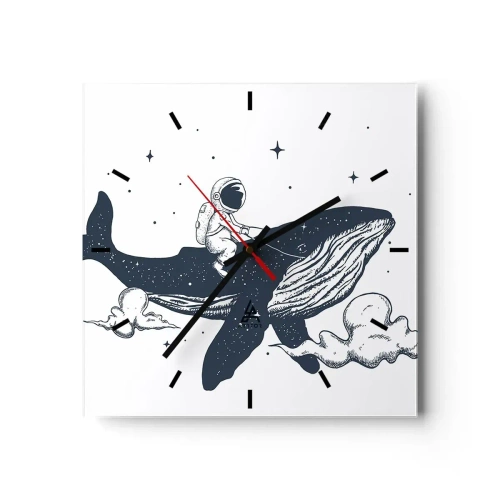 Orologio da parete - Orologio in Vetro - Avventura nello spazio - 40x40 cm
