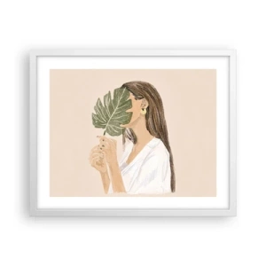 Poster in cornice bianca - Misterioso ritratto con ventaglio - 50x40 cm