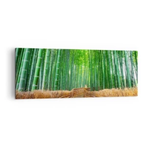 Quadro su tela - Stampe su Tela - Un sentiero in una fitta foresta di bambù - 140x50cm - Essenza della natura asiatica - Decorazione murale moderna per soggiorno e camera da letto ARTTOR