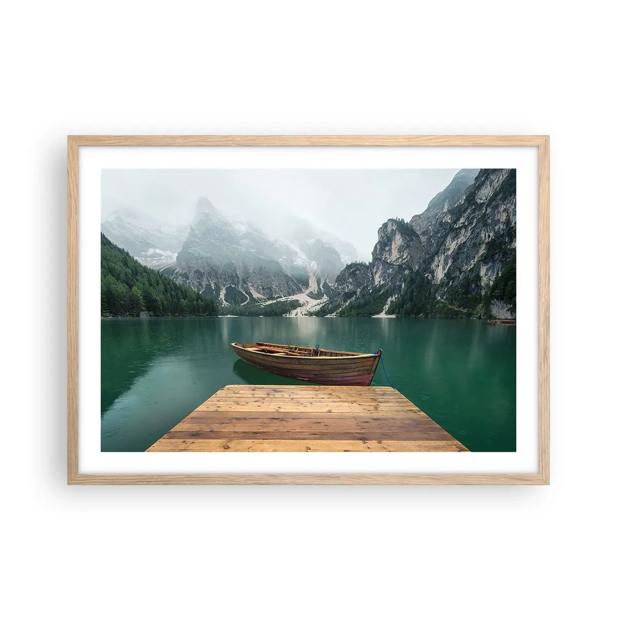 Poster in cornice rovere chiaro - E attorno le fiere rocce - 70x50 cm