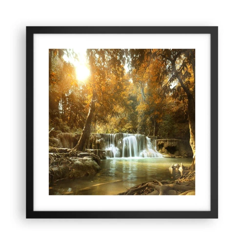 Poster in cornice nera - Cascata nel parco - 40x40 cm