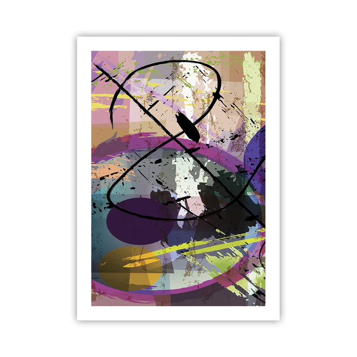Poster - Composizione astratta con forme geometriche - 50x70cm - Per la via diritta o tortuosa - Decorazione murale moderna per soggiorno e camera da letto ARTTOR