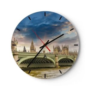 Orologio da parete - Orologio in Vetro - Ponte sul Tamigi con vista sul Palazzo di Westminster - 30x30cm - Nell'Impero il tempo si è fermato - Decorazione murale moderna per soggiorno, cucina e camera da letto ARTTOR