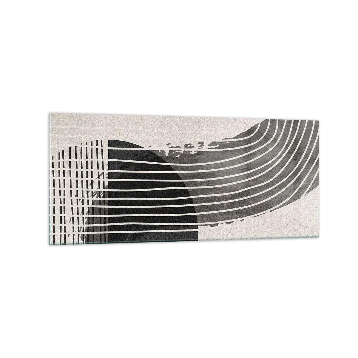 Quadro su vetro - Motivo astratto con linee e forme geometriche - 120x50cm - Andata e ritorno - Decorazione murale moderna per soggiorno e camera da letto ARTTOR