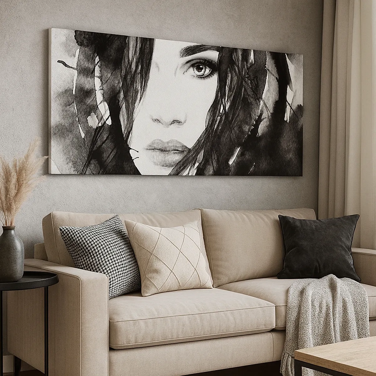 Quadro su tela - Stampe su Tela - Ritratto di donna in bianco e nero - 30x30 cm