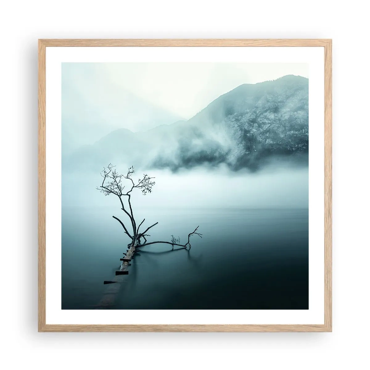 Poster in cornice rovere chiaro - Dall'acqua e dalla nebbia - 60x60 cm