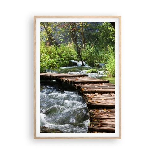 Poster in cornice rovere chiaro - Sulla cascata spumeggiante - 70x100 cm