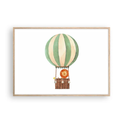 Poster in cornice rovere chiaro - I viaggi del leone - 100x70 cm