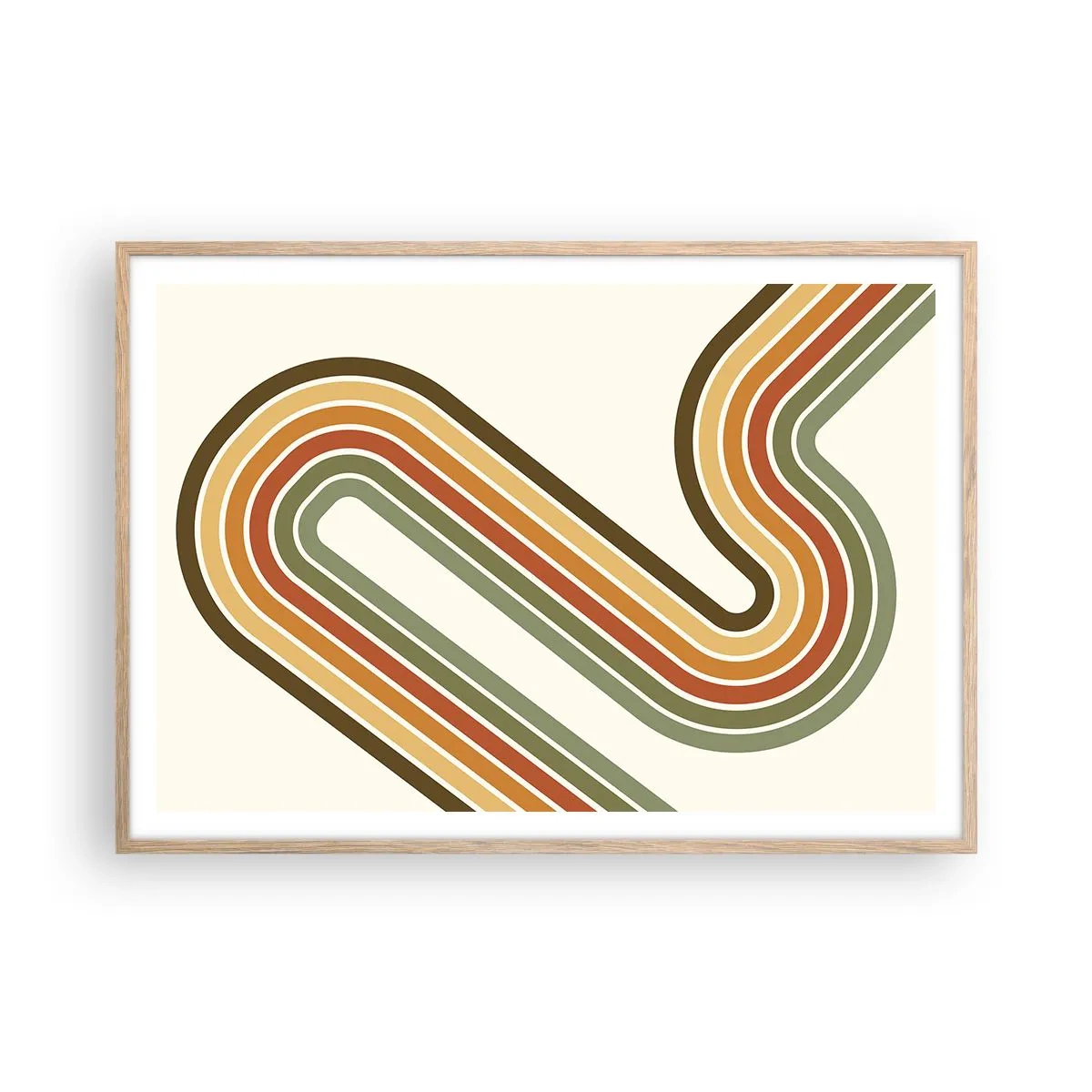 Poster in cornice rovere chiaro - Zig zag fino alla meta - 100x70 cm