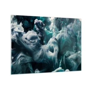 Quadro su vetro - La danza dei colori nell'acqua crea forme astratte - 70x50cm - Il movimento dei colori - Decorazione murale moderna per soggiorno e camera da letto ARTTOR