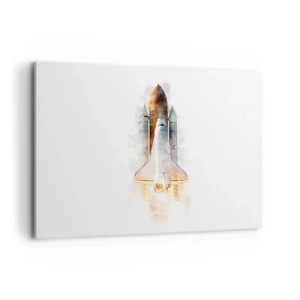 Quadro su tela - Stampe su Tela - Un'interpretazione artistica ad acquerello di uno space shuttle in decollo - 100x70cm - La partenza degli esploratori - Decorazione murale moderna per soggiorno e camera da letto ARTTOR