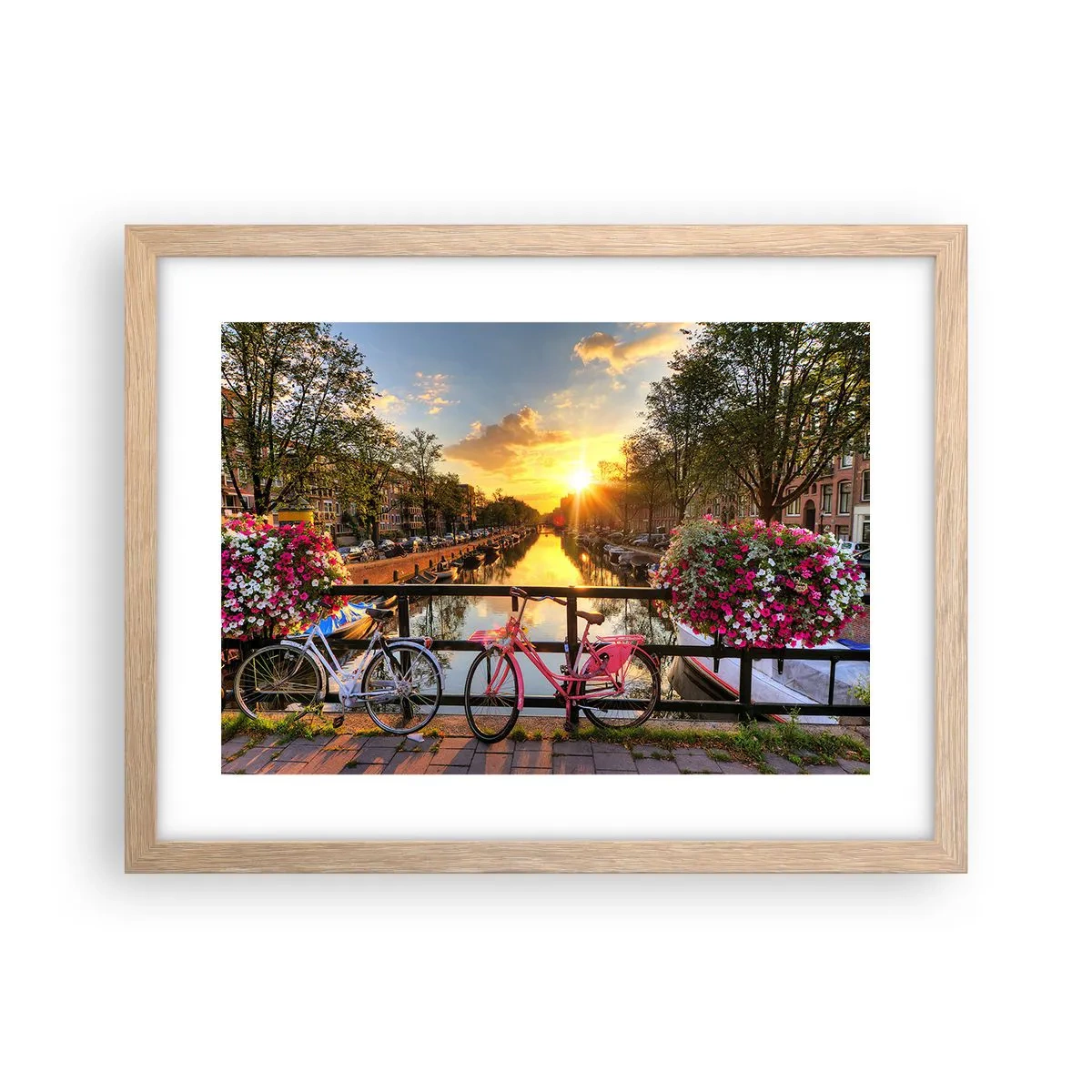 Poster in cornice rovere chiaro - Mattino di primavera ad Amsterdam - 40x30 cm