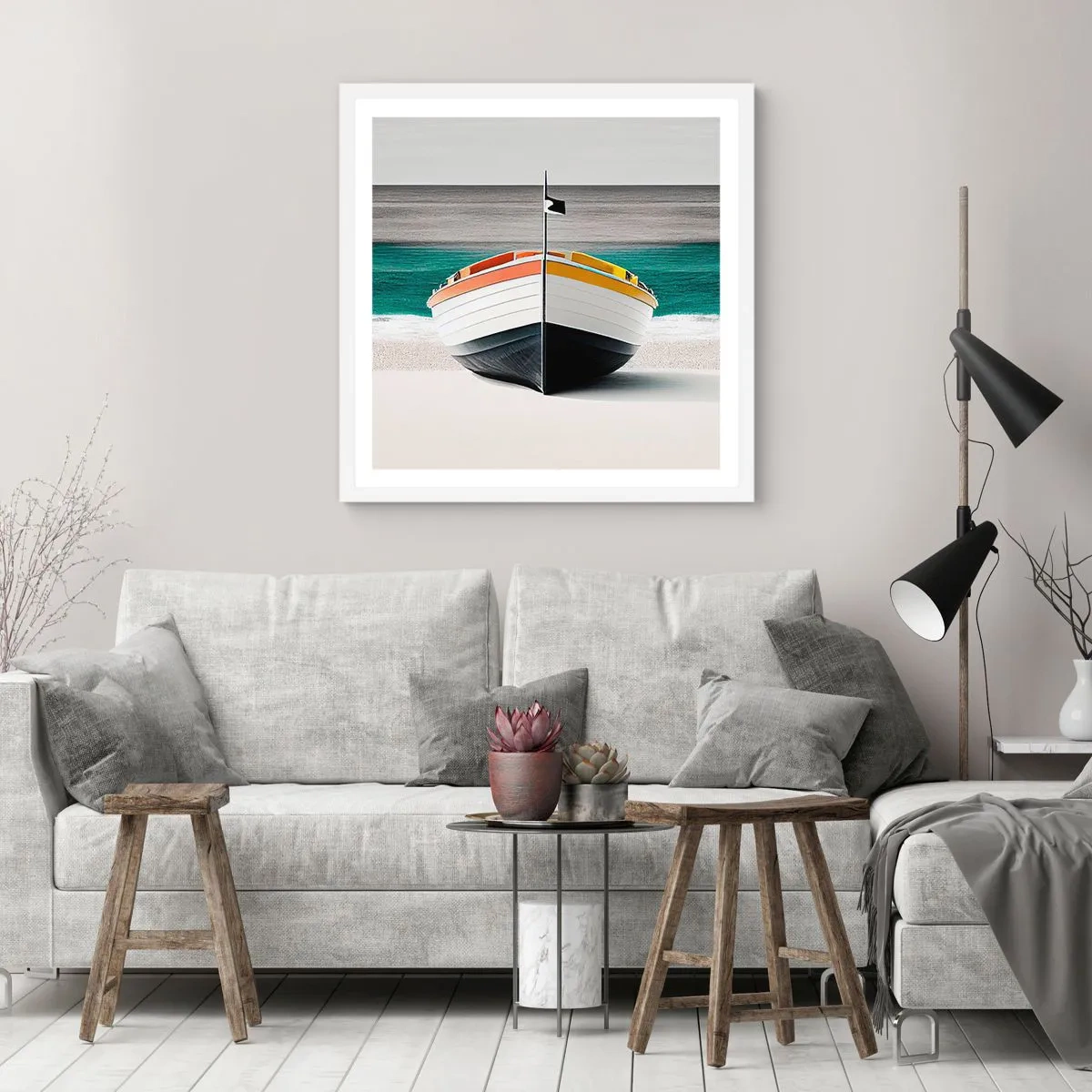 Poster in cornice bianca - Al suo posto - 40x40 cm