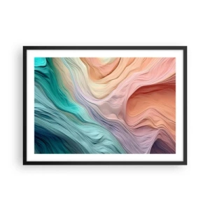 Poster in cornice nera - Onde astratte nei colori pastello e arcobaleno - 70x50cm - Onda arcobaleno - Decorazione murale moderna per soggiorno e camera da letto ARTTOR