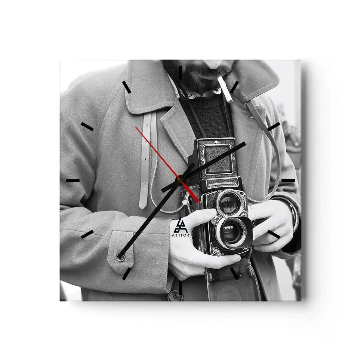 Orologio da parete - Orologio in Vetro - In stile retro - 40x40 cm