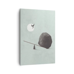 Quadro su tela - Stampe su Tela - Una scena simbolica con una figura in equilibrio su uno sfondo di cielo luminoso. - 70x100cm - Sogno adempiuto - Decorazione murale moderna per soggiorno e camera da letto ARTTOR