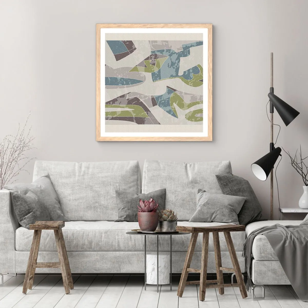 Poster in cornice rovere chiaro - Composizione oltre il vetro - 40x40 cm