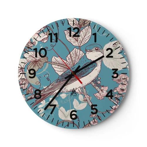 Orologio da parete - Orologio in Vetro - Sul pioppo riflessi e cinguettii - 40x40 cm