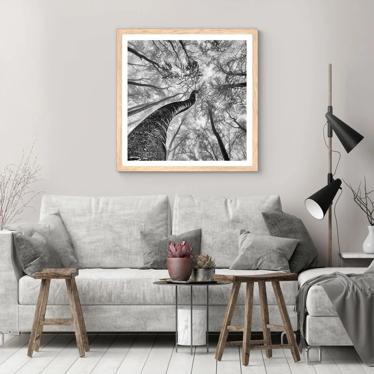 Poster in cornice rovere chiaro - La corsa verso la luce - 50x50 cm