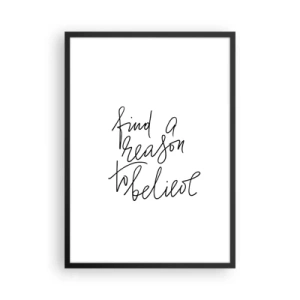 Poster in cornice nera - Trova una citazione che ti dia motivo di credere in stile minimalista - 50x70cm - è possibile - Decorazione murale moderna per soggiorno e camera da letto ARTTOR