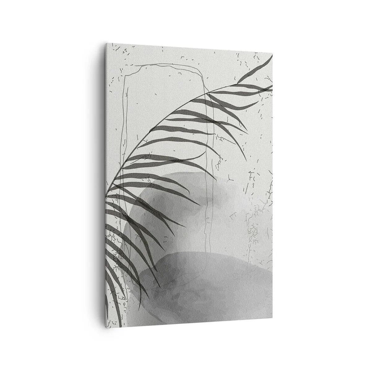 Quadro su tela - Stampe su Tela - Un delicato motivo a foglie di palma su uno sfondo chiaro in stile scandinavo. - 80x120cm - La delicata esoticità della natura - Decorazione murale moderna per soggiorno e camera da letto ARTTOR