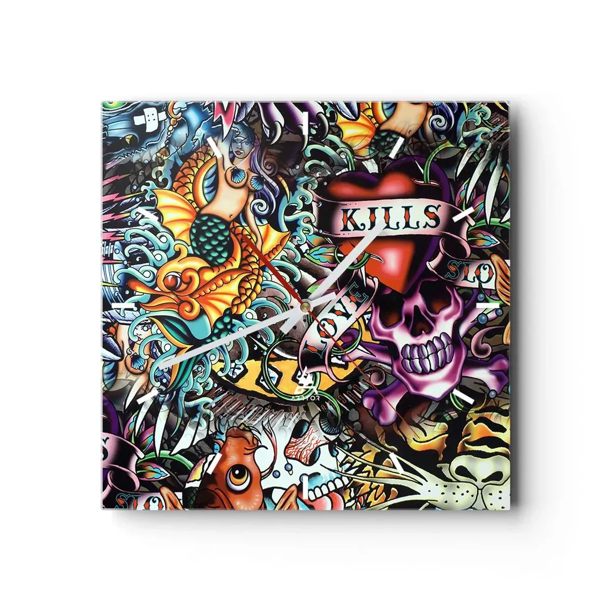 Orologio da parete - Orologio in Vetro - Il sogno del tatuatore - 40x40 cm