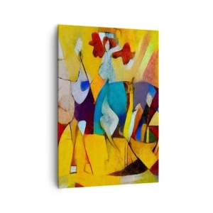 Quadro su tela - Stampe su Tela - Un'astrazione colorata che raffigura figure in forma geometrica - 70x100cm - Sole - vita - gioia - Decorazione murale moderna per soggiorno e camera da letto ARTTOR