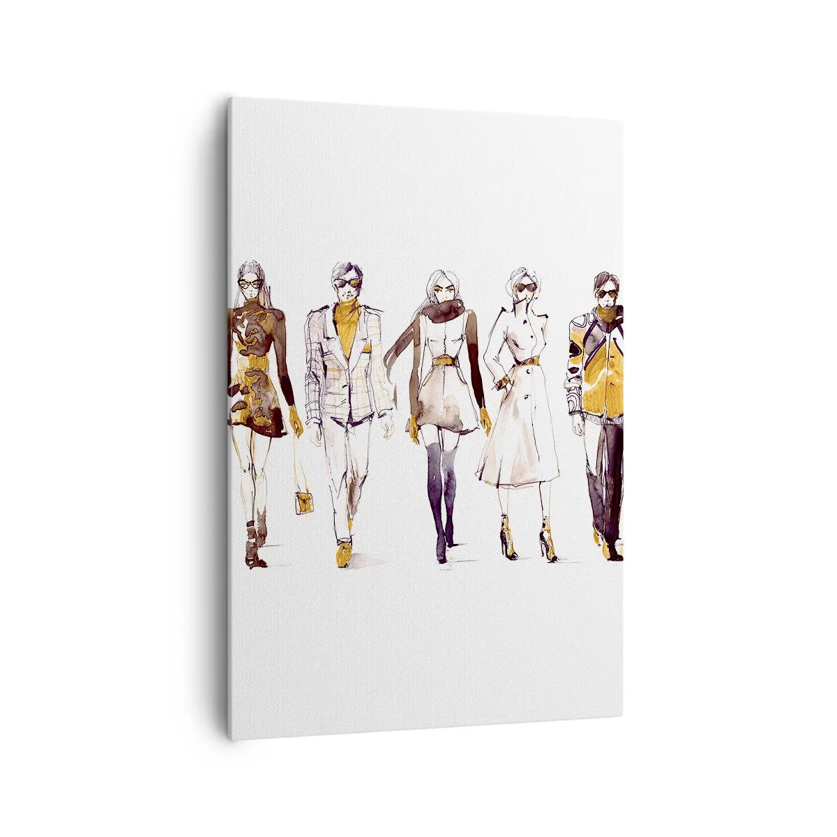 Quadro su tela - Stampe su Tela - Schizzo di un gruppo di persone in abiti alla moda - 70x100cm - Chic naturale, eleganza casual - Decorazione murale moderna per soggiorno e camera da letto ARTTOR