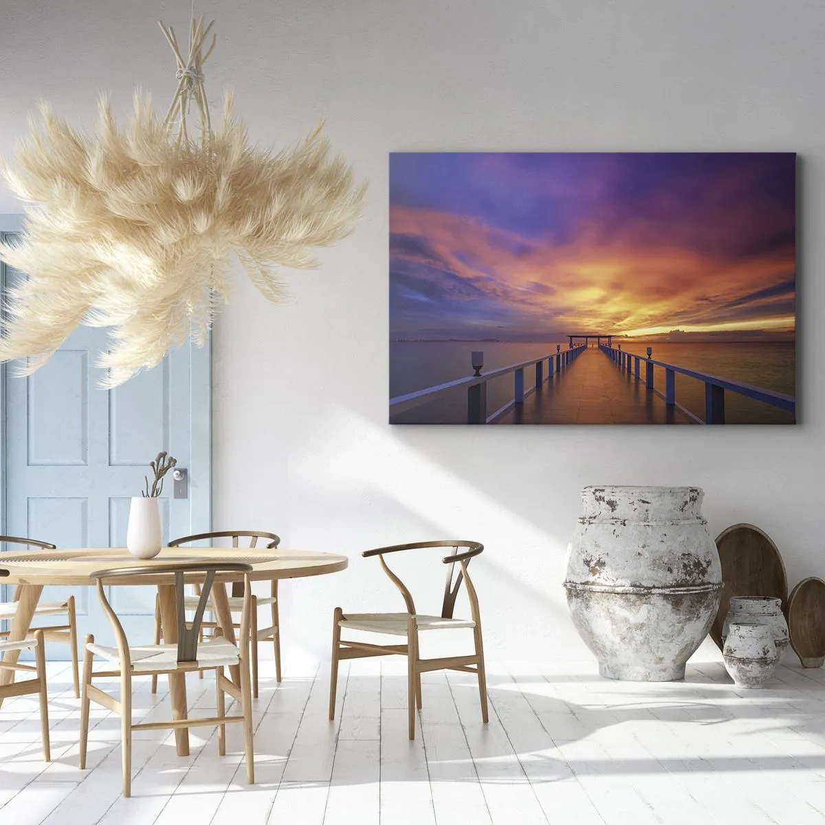 Quadro su tela - Stampe su Tela - Un molo che conduce al mare durante il tramonto - 100x70cm - Senza fine - Decorazione murale moderna per soggiorno e camera da letto ARTTOR