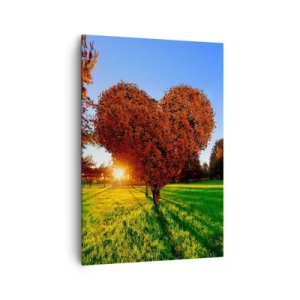 Quadro su tela - Stampe su Tela - Un albero a forma di cuore in uno scenario autunnale - 70x100cm - Come non amare l'autunno - Decorazione murale moderna per soggiorno e camera da letto ARTTOR