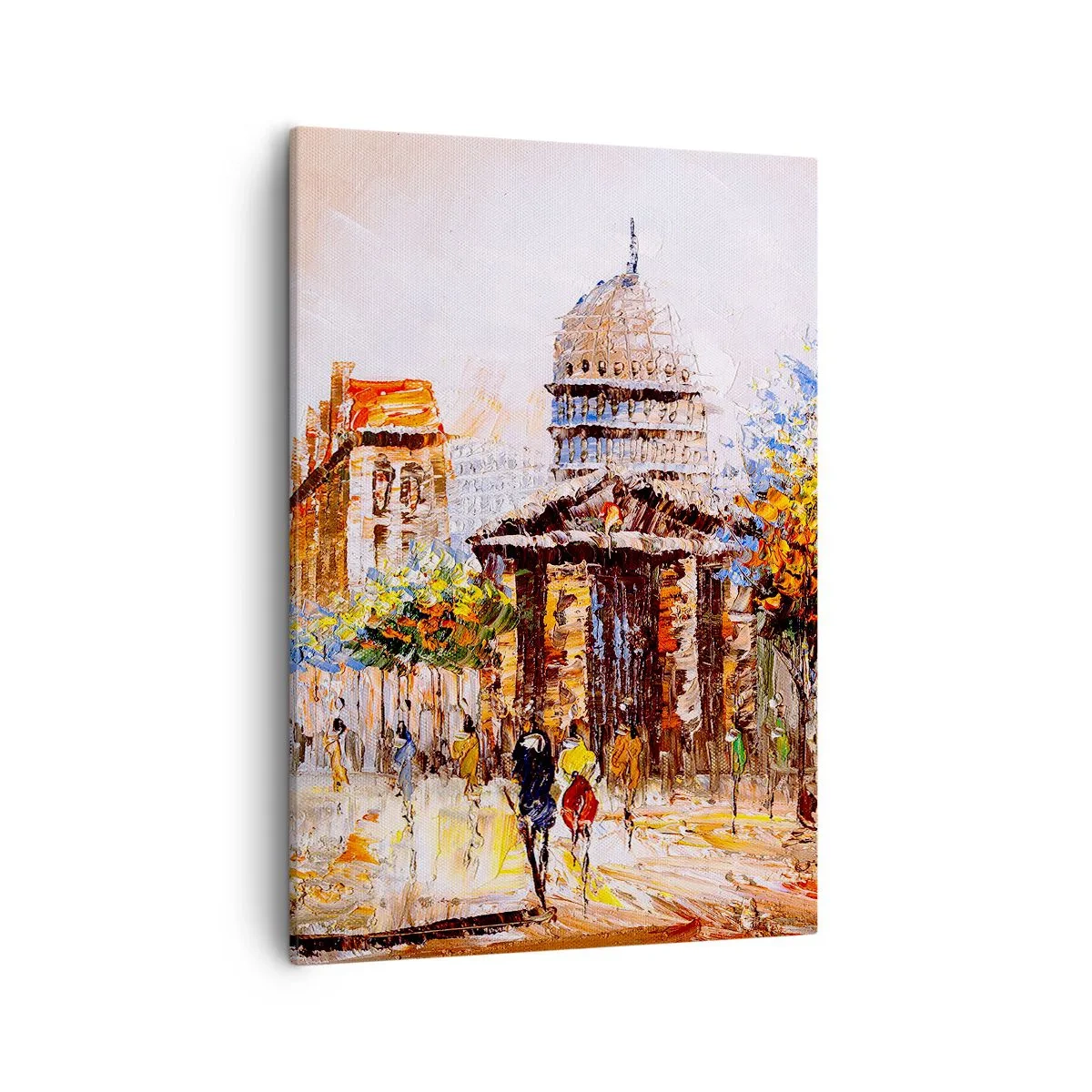 Quadro su tela - Stampe su Tela - Scena cittadina impressionista con un edificio storico - 50x70cm - Passeggiata a Parigi - Decorazione murale moderna per soggiorno e camera da letto ARTTOR