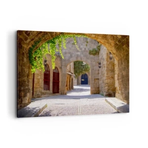Quadro su tela - Stampe su Tela - Archi in pietra e strade acciottolate in stile medievale - 100x70cm - Adesso passerà il corteo - Decorazione murale moderna per soggiorno e camera da letto ARTTOR