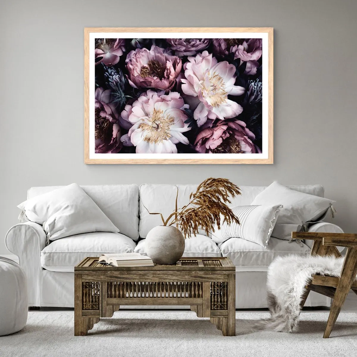 Poster in cornice rovere chiaro - Bouquet nel vecchio stile - 50x40 cm