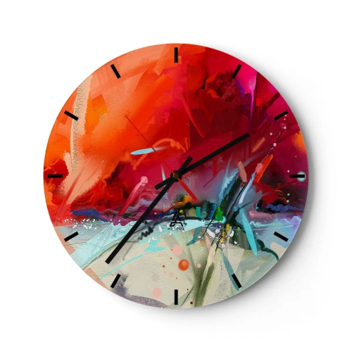 Orologio da parete - Orologio in Vetro - Esplosione di luci e colori - 40x40 cm