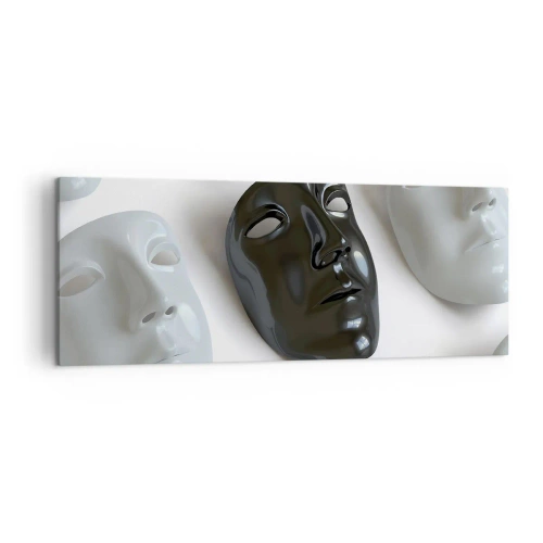 Quadro su tela - Stampe su Tela - Maschere in bianco e nero su sfondo chiaro - 140x50cm - Come distinguersi? - Decorazione murale moderna per soggiorno e camera da letto ARTTOR