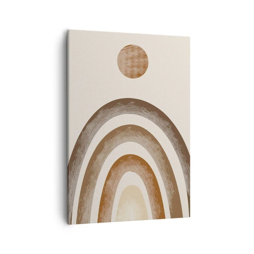 Quadro su tela - Stampe su Tela - Motivo planetario geometrico nei toni del marrone - 50x70cm - In una galassia lontana - Decorazione murale moderna per soggiorno e camera da letto ARTTOR