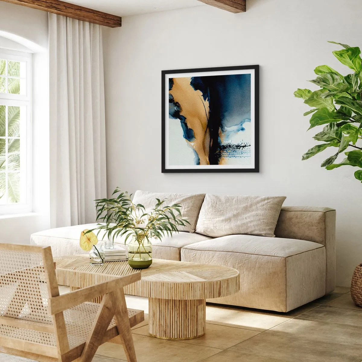 Poster in cornice nera - Dietro la cortina - 30x30 cm