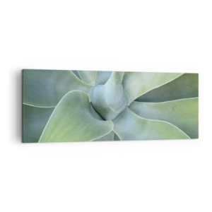 Quadro su tela - Stampe su Tela - Foglie di agave delicate in tonalità di verde - 140x50cm - La nascita del verde - Decorazione murale moderna per soggiorno e camera da letto ARTTOR